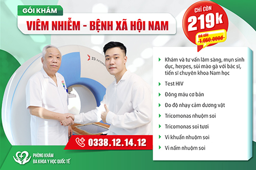 Gói khám mụn sinh dục, herpes, sùi mào gà nam khoa 219K (Giá gốc: 1.050K)